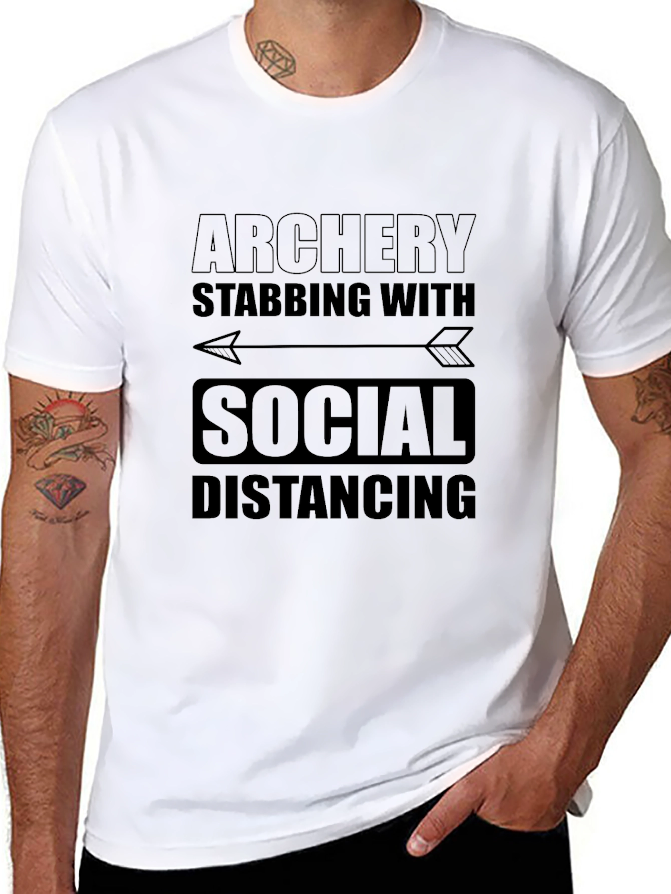 Archery Social Distancing Mens Black T-Shirt