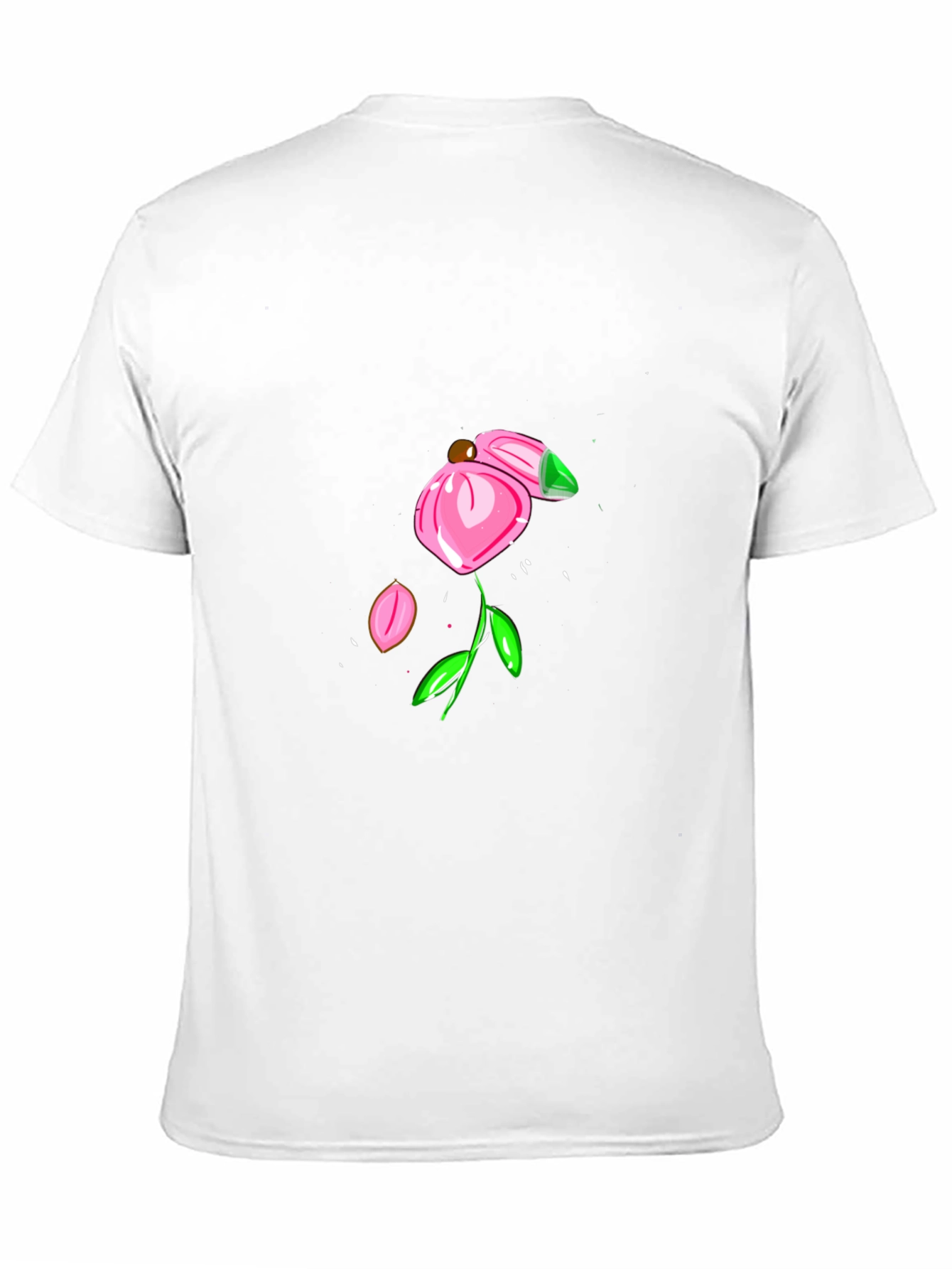 Black T-Shirt with Pink Flower Design