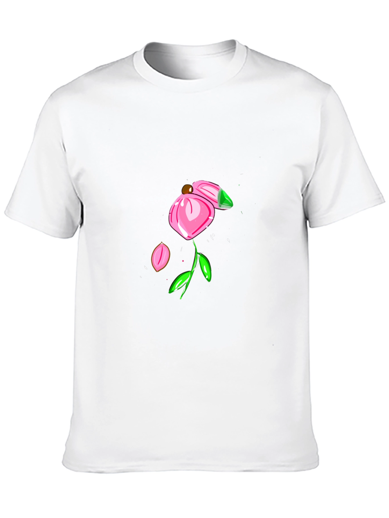 Black T-Shirt with Pink Flower Design