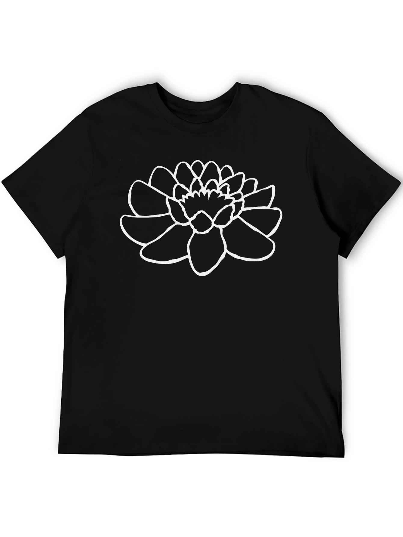 Lotus Flower Outline Black T-Shirt