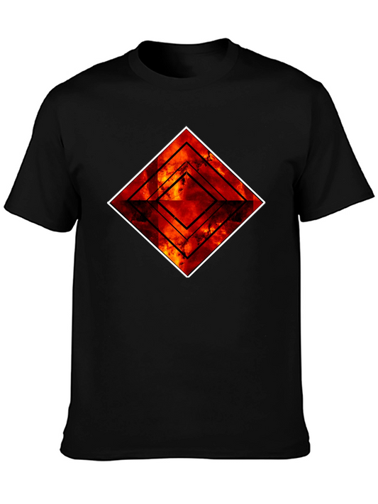 Fiery Diamond Graphic Black T-Shirt