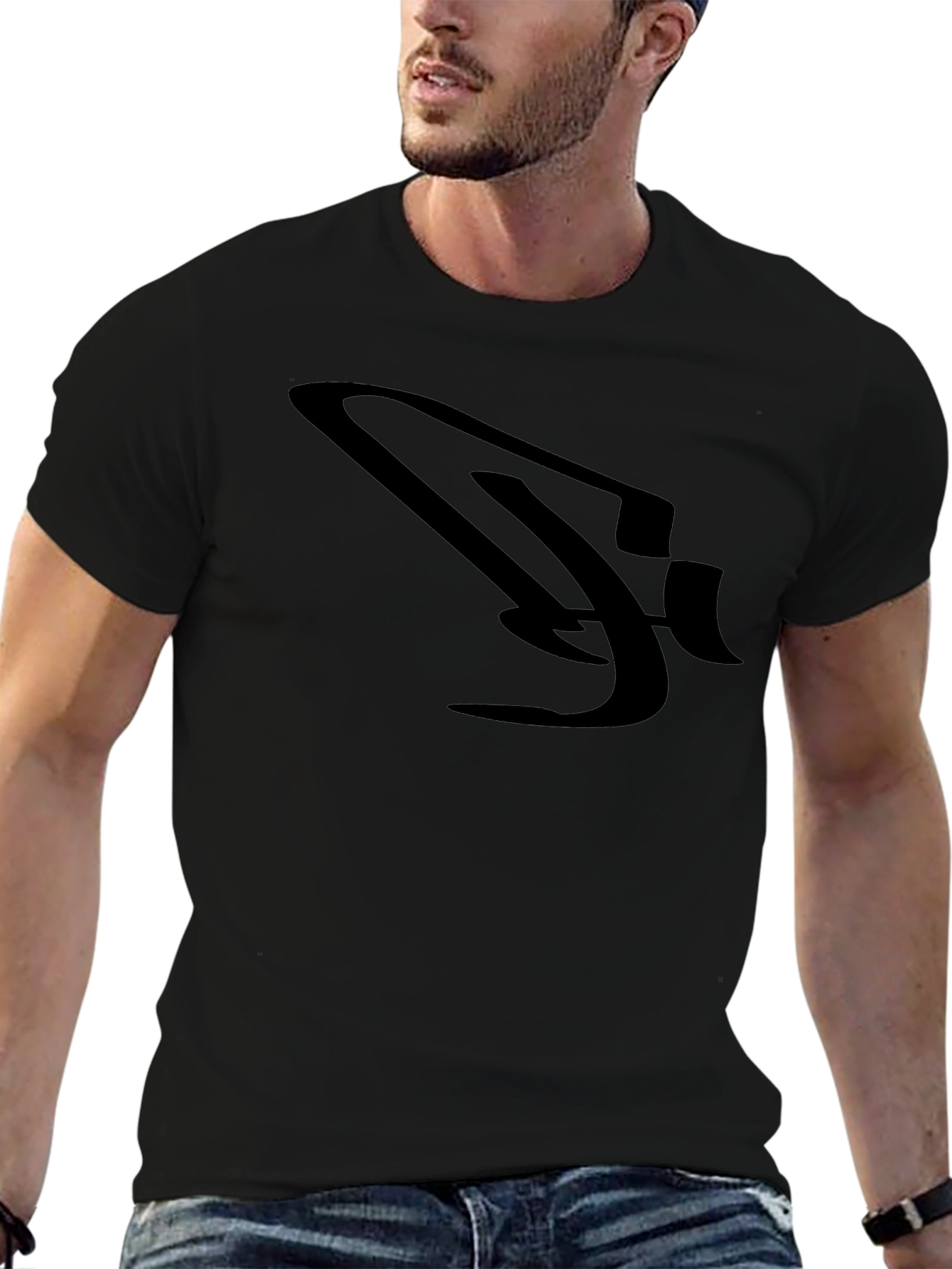 Sleek Black Graphic Tee for Men
