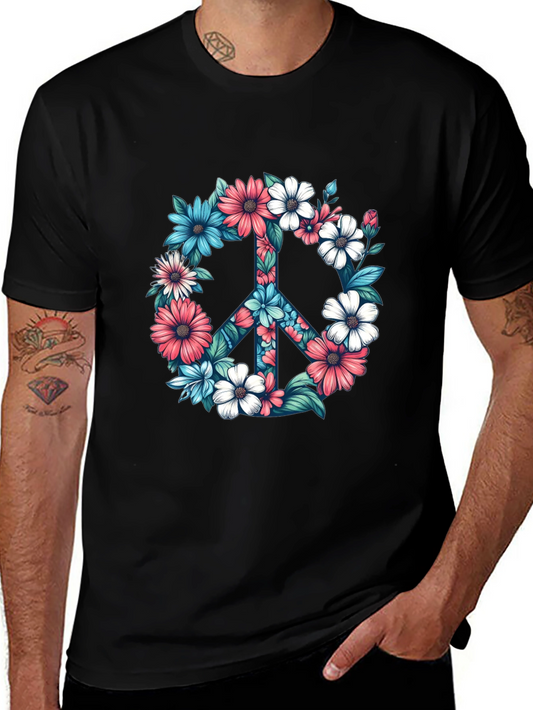Floral Peace Sign Graphic Tee