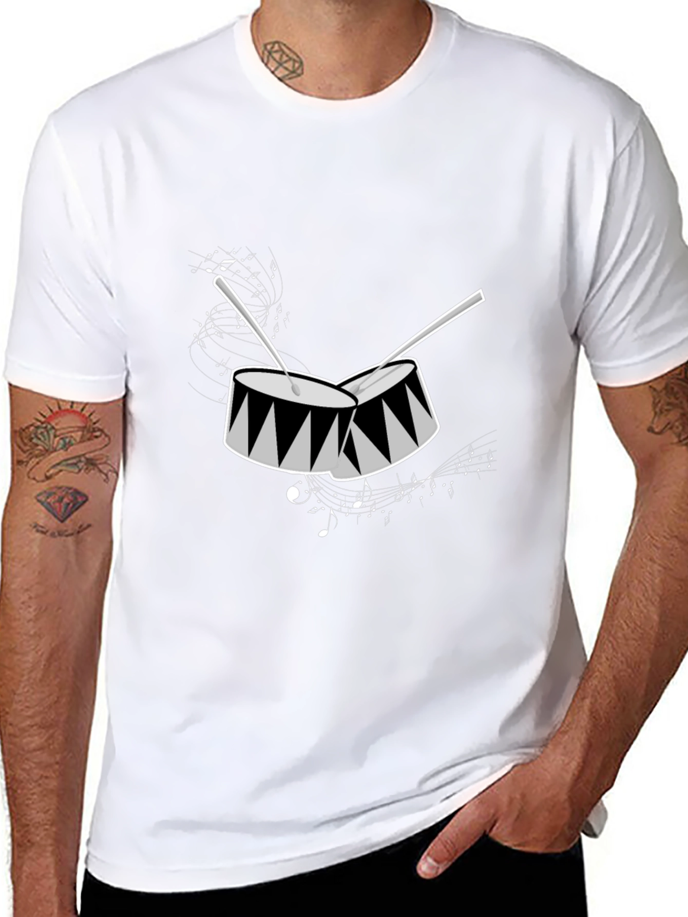 Drum Graphic Tee - Black Short Sleeve Shirt