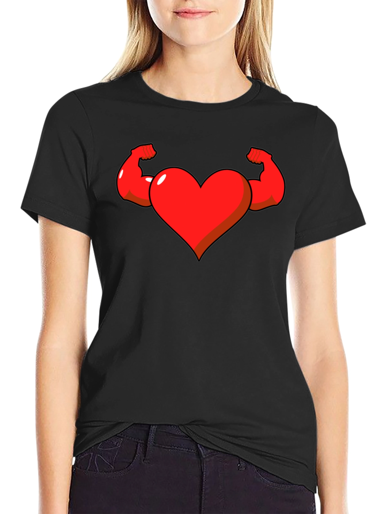 Heart with Muscle Arms Graphic Tee