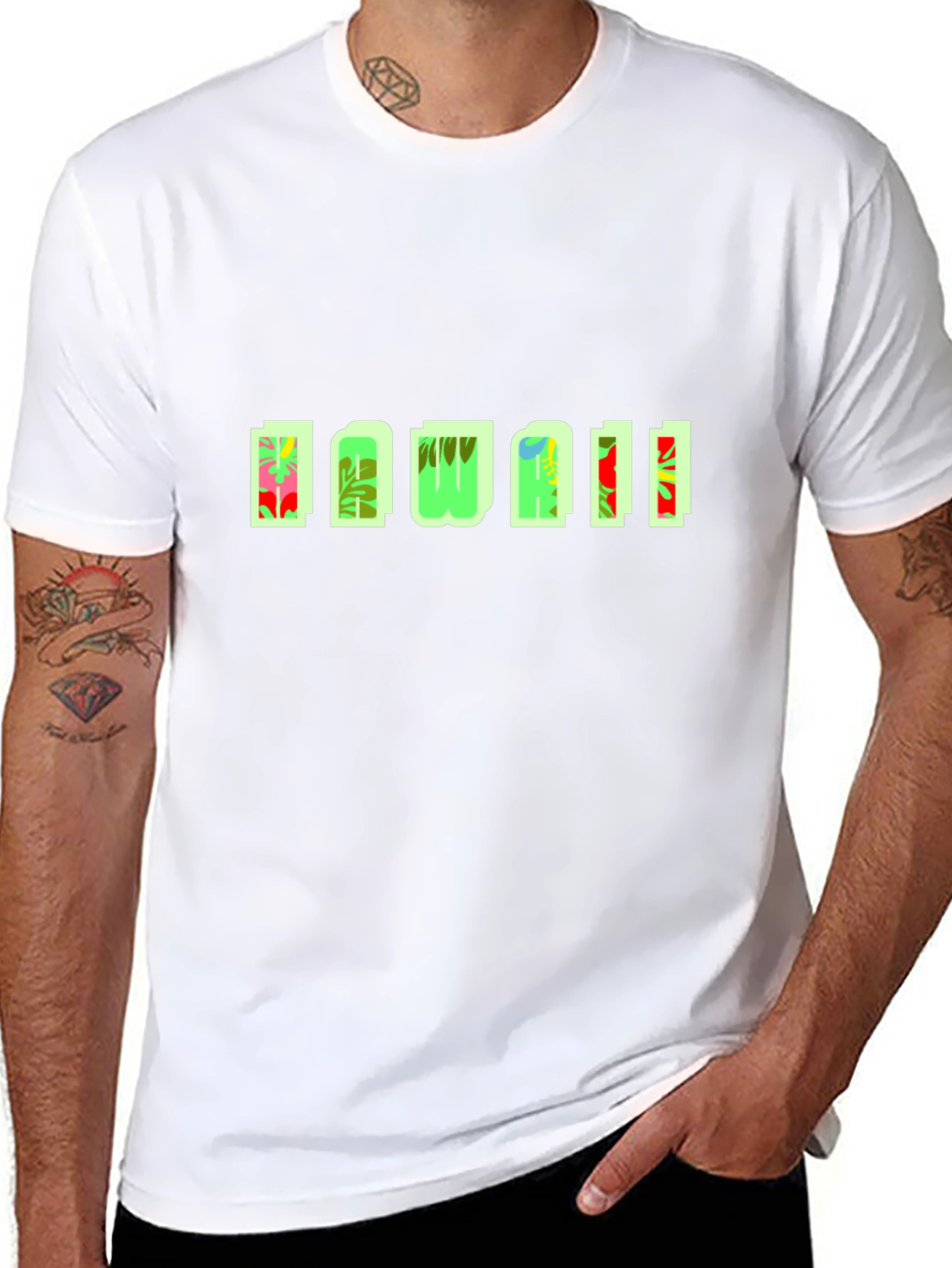 Tropical Hawaii Graphic Black T-Shirt