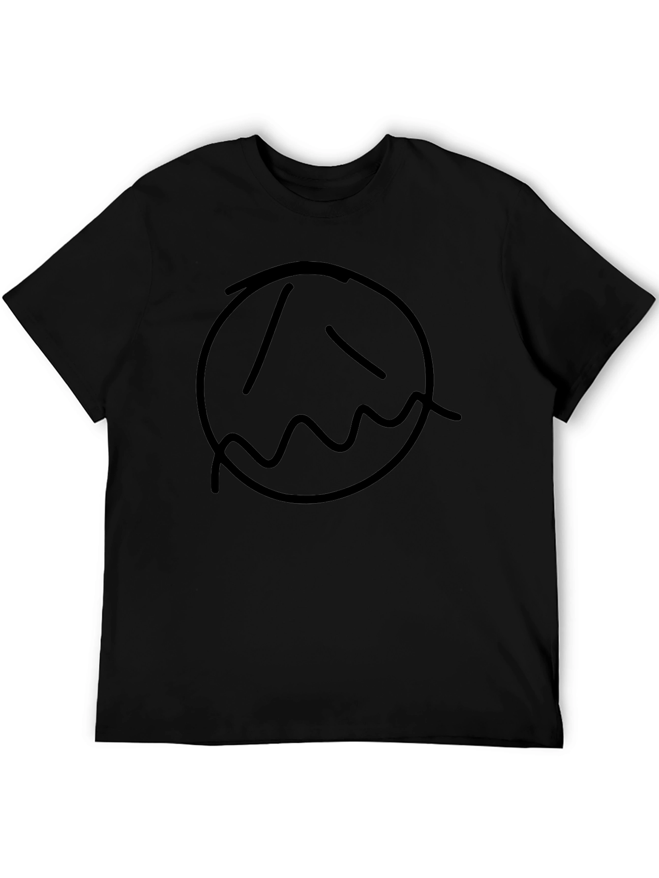 Sad Face Graphic Print Black T-Shirt