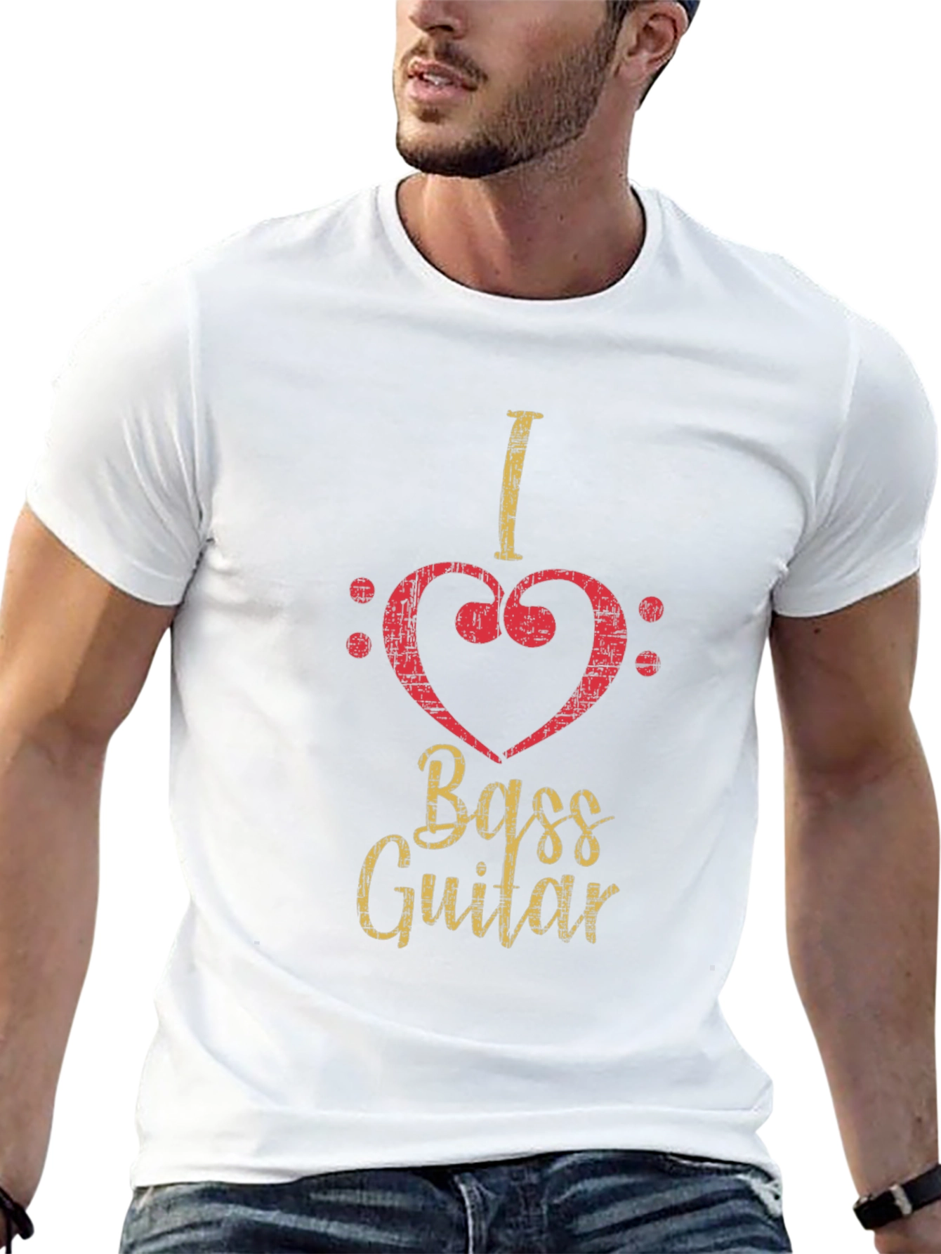 I Love Bass Guitar Black T-Shirt