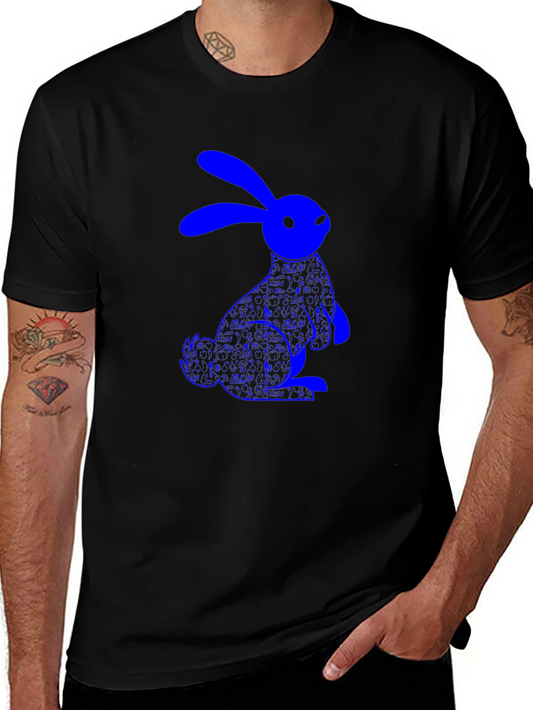 Blue Bunny Graphic Black T-Shirt