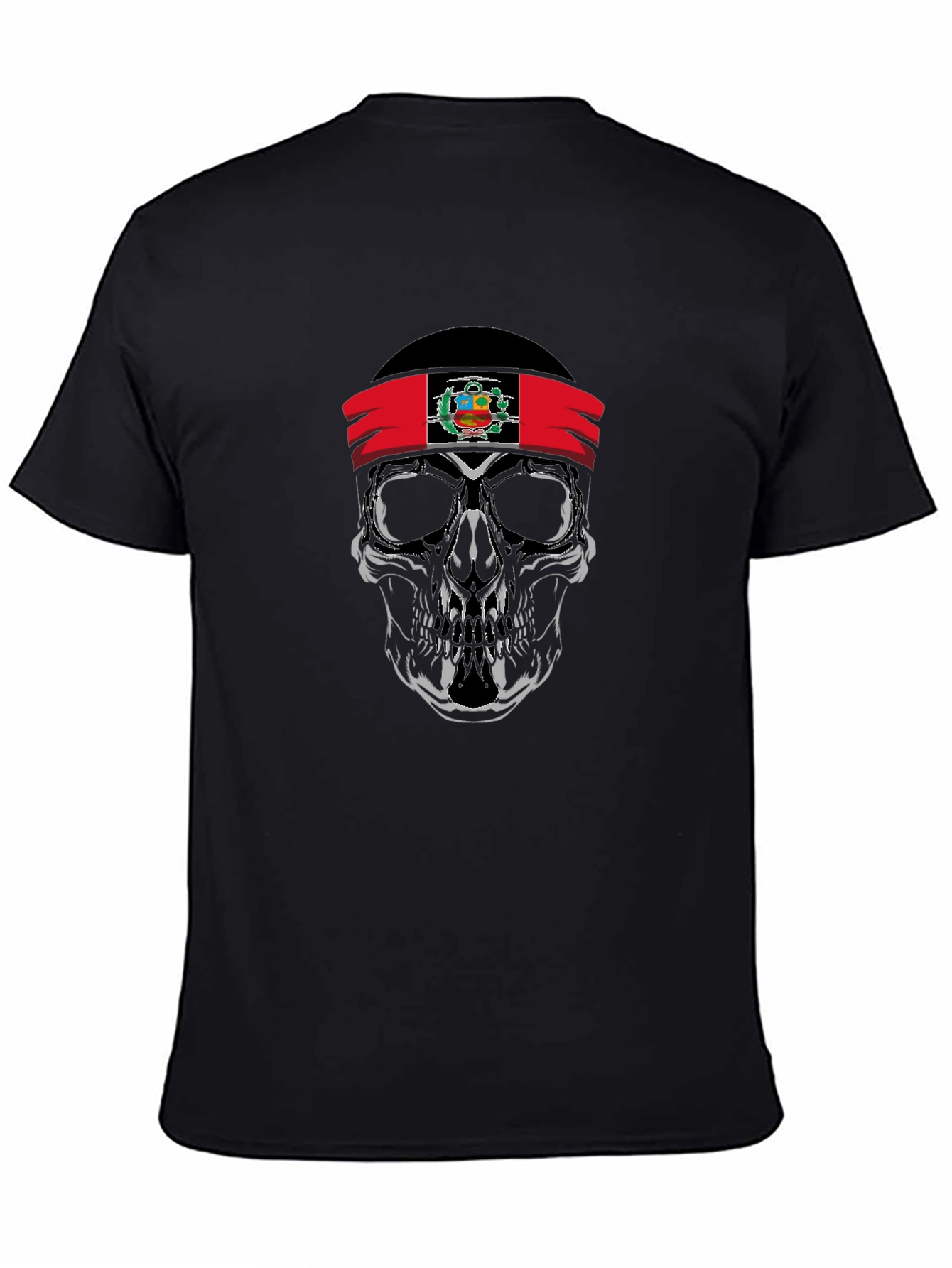 Skull Peruvian Flag Bandana Graphic T-Shirt