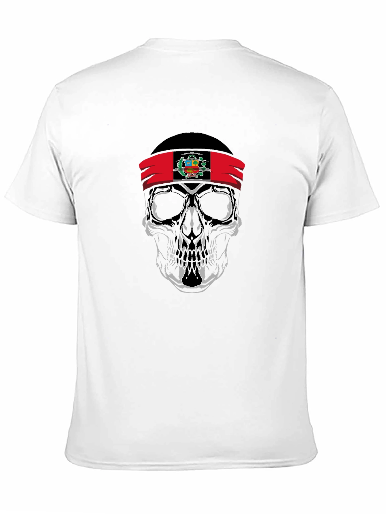Skull Peruvian Flag Bandana Graphic T-Shirt