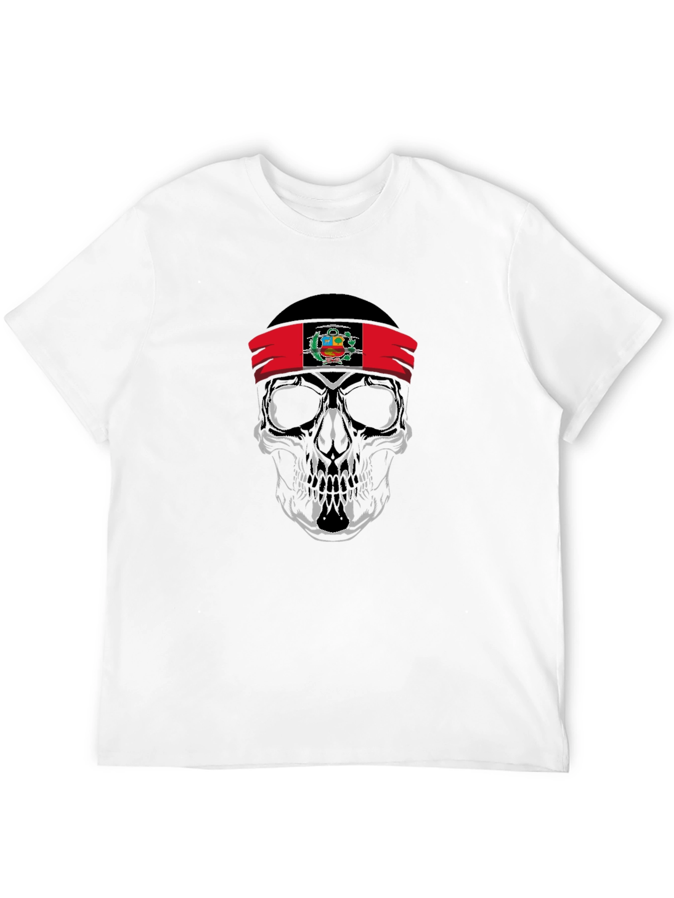 Skull Peruvian Flag Bandana Graphic T-Shirt