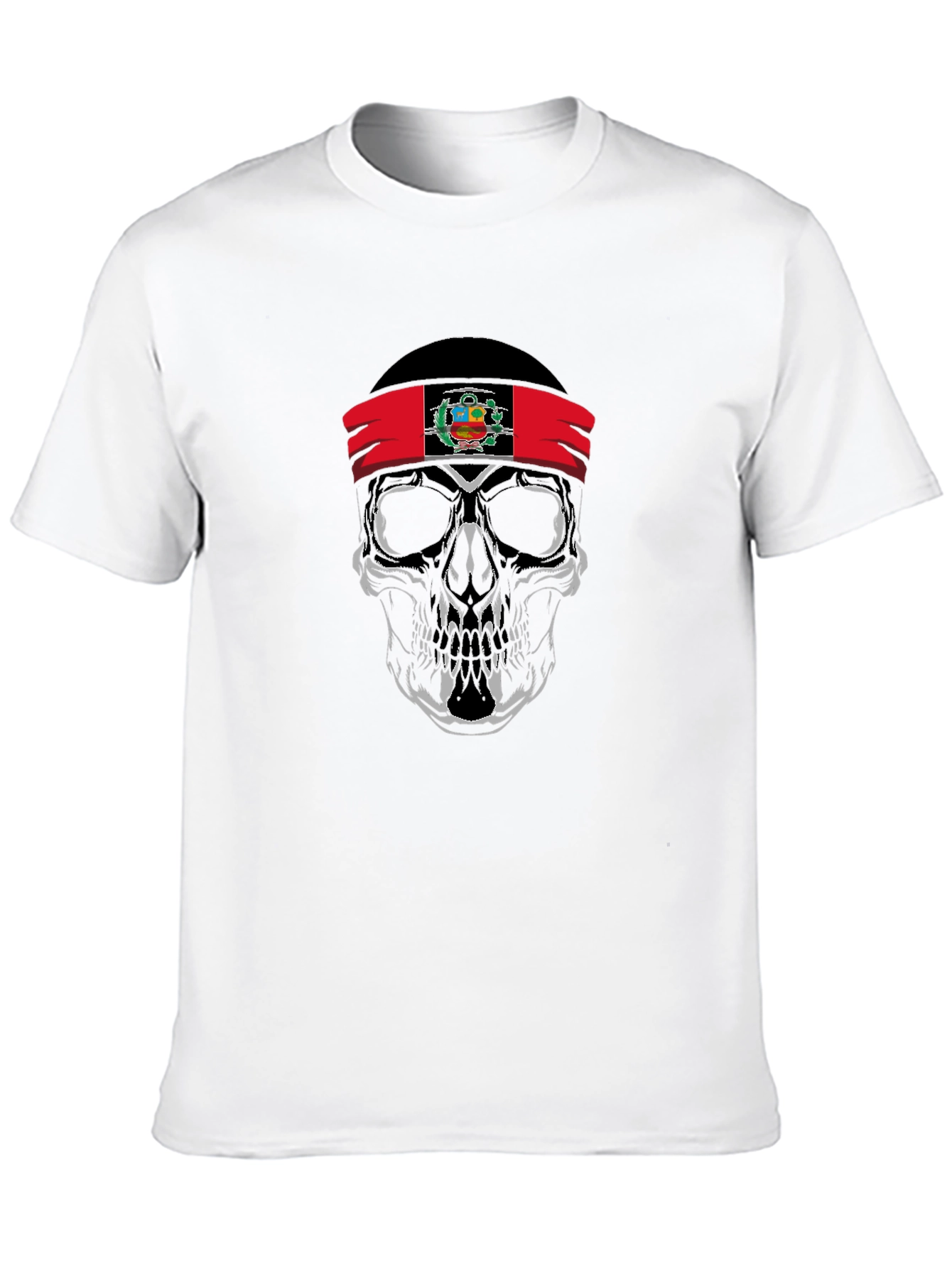 Skull Peruvian Flag Bandana Graphic T-Shirt