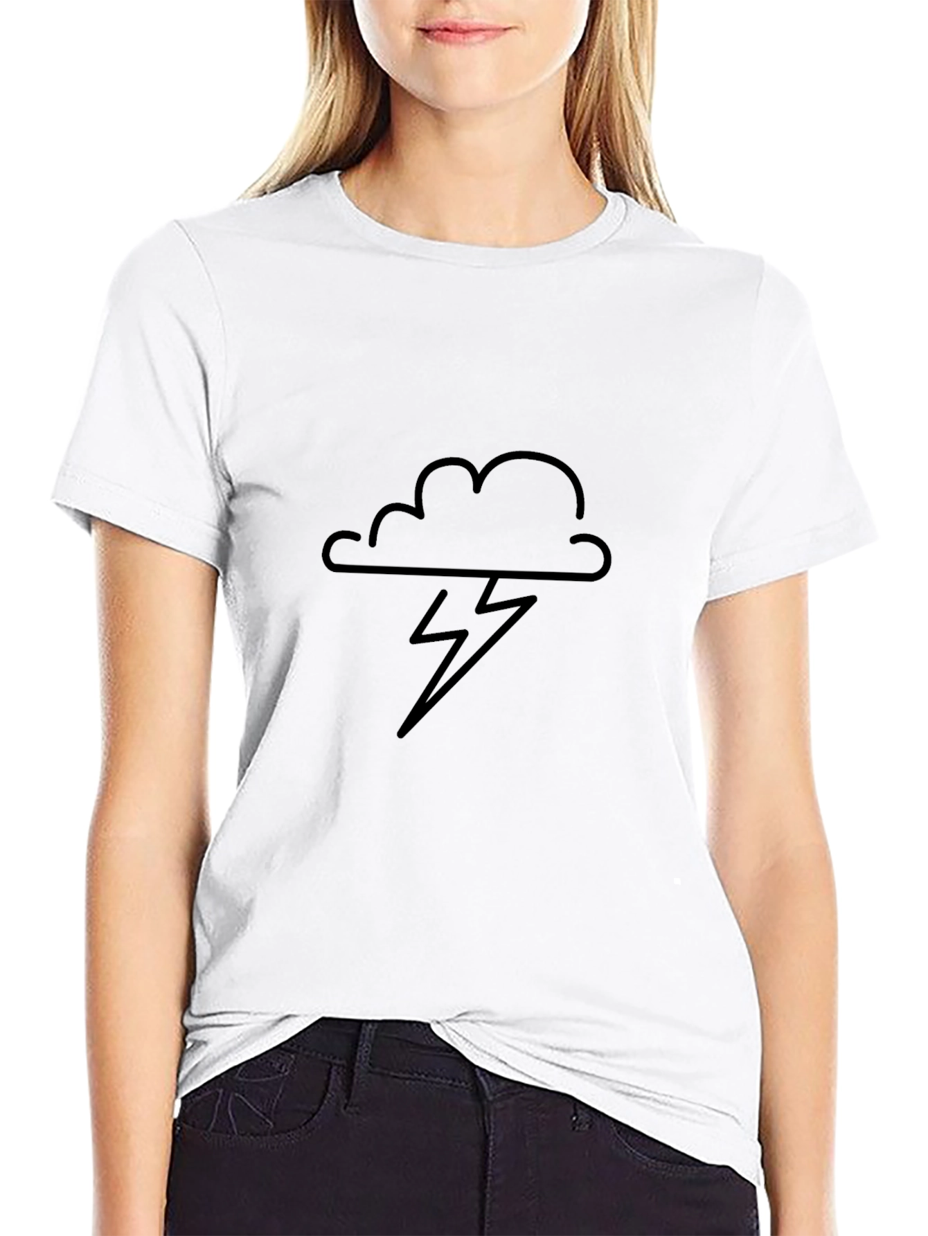 Black Cloud & Lightning Bolt Graphic Tee - Mens
