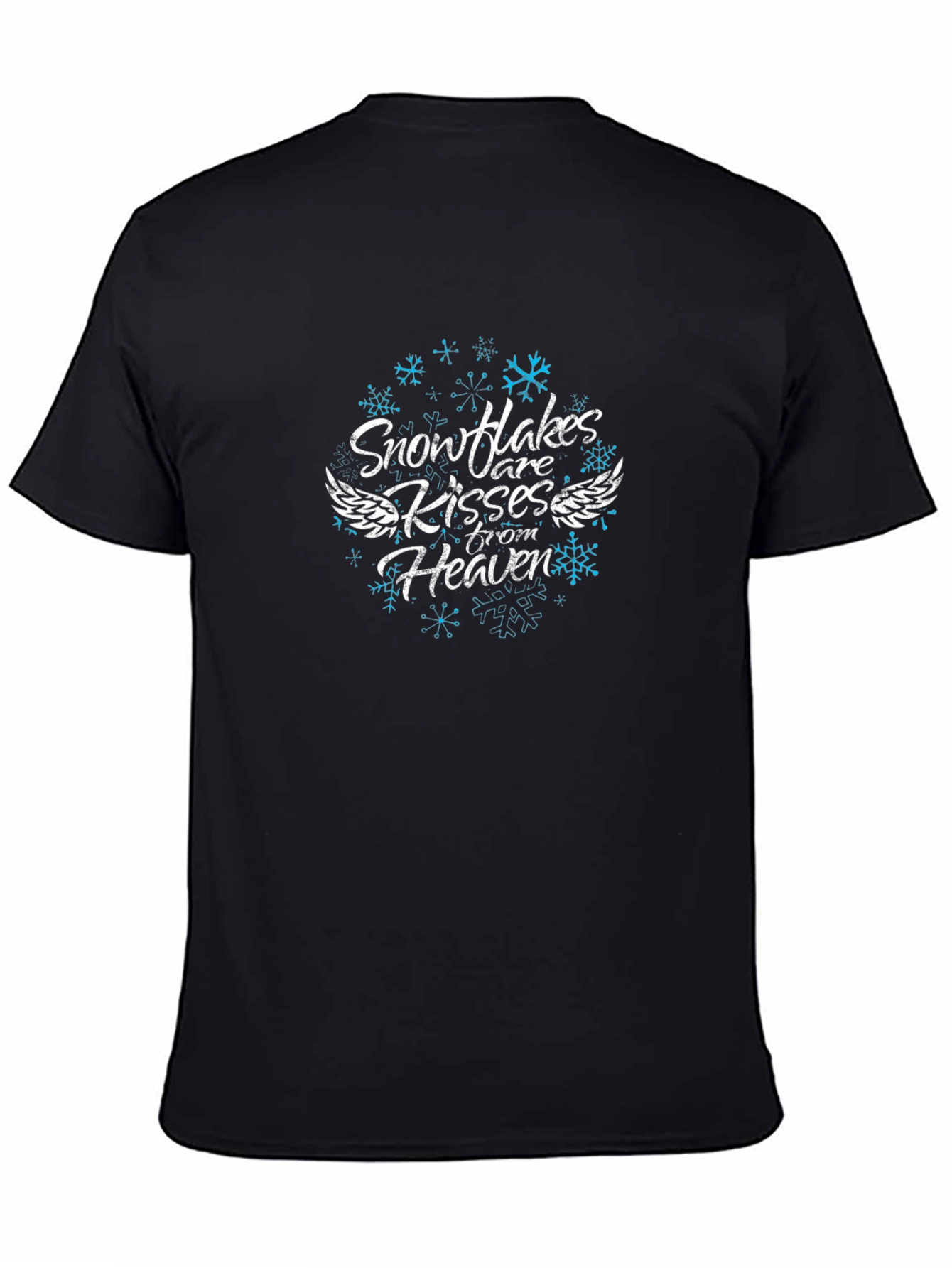 Snowflakes Kisses from Heaven Black Graphic Tee