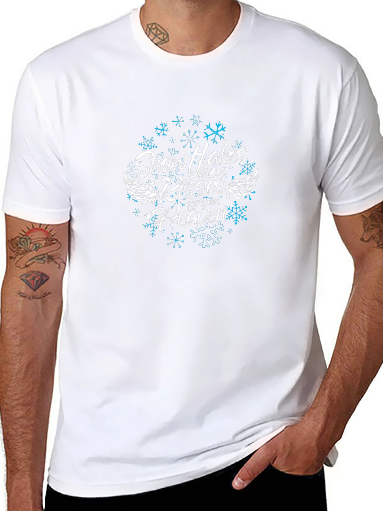 Snowflakes Kisses from Heaven Black Graphic Tee