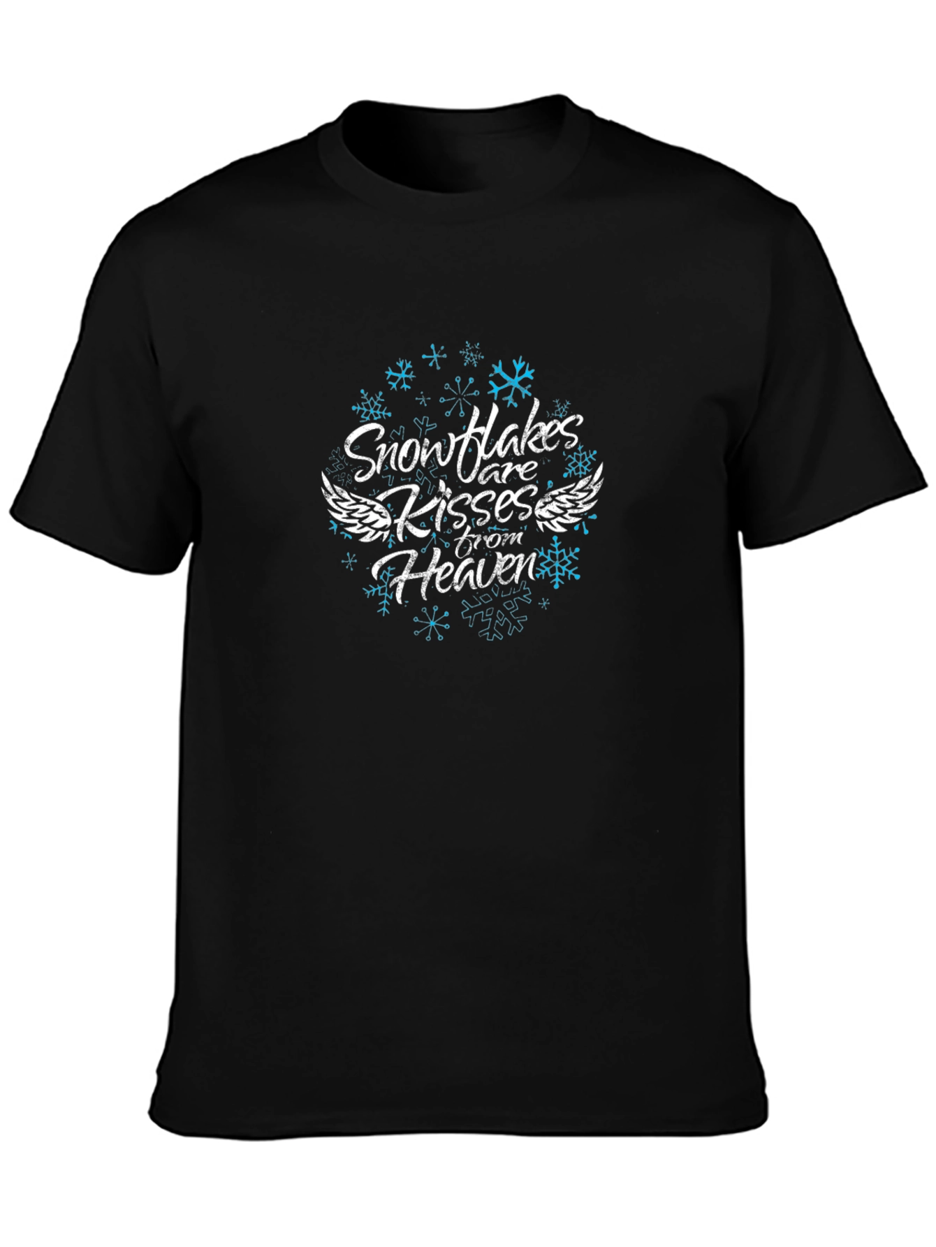 Snowflakes Kisses from Heaven Black Graphic Tee
