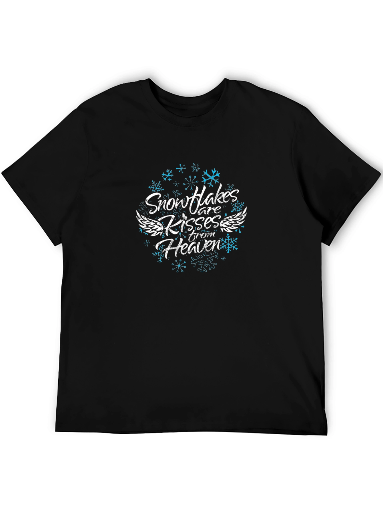 Snowflakes Kisses from Heaven Black Graphic Tee
