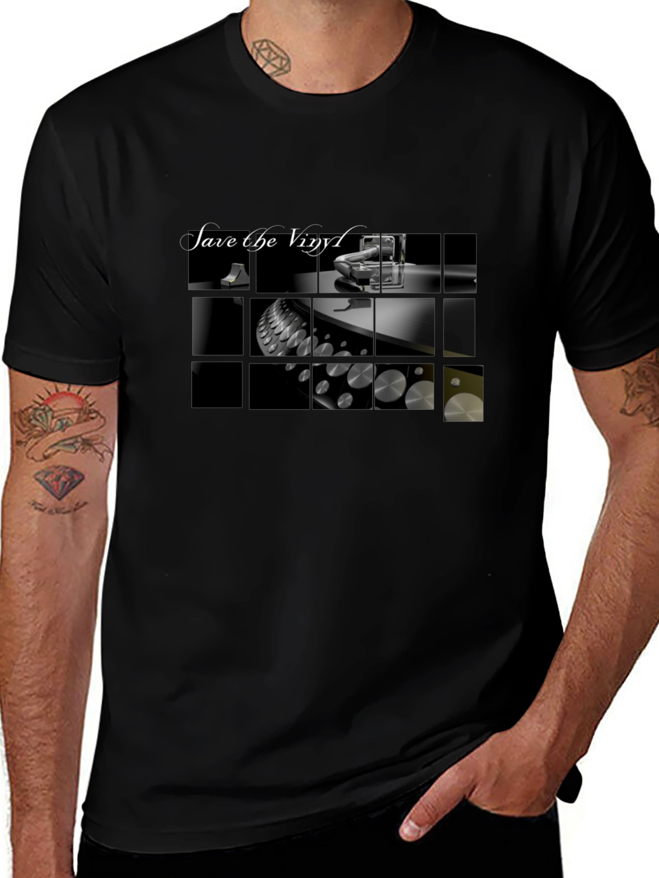 Save the Vinyl Black Graphic Tee