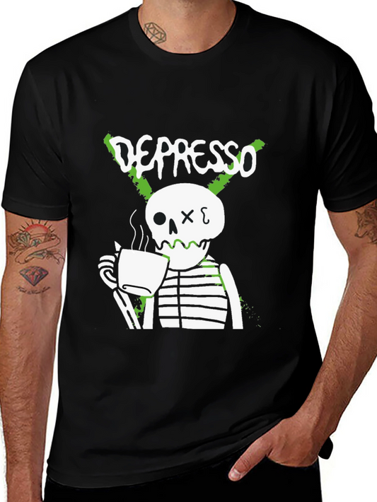 Depresso Skeleton Coffee T-Shirt - Funny Graphic Tee