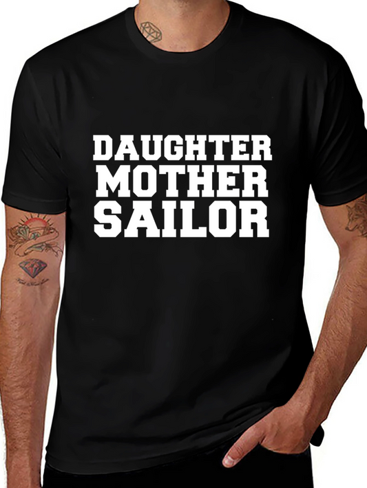 Daughter Mother Sailor T-Shirt - Black Crew Neck