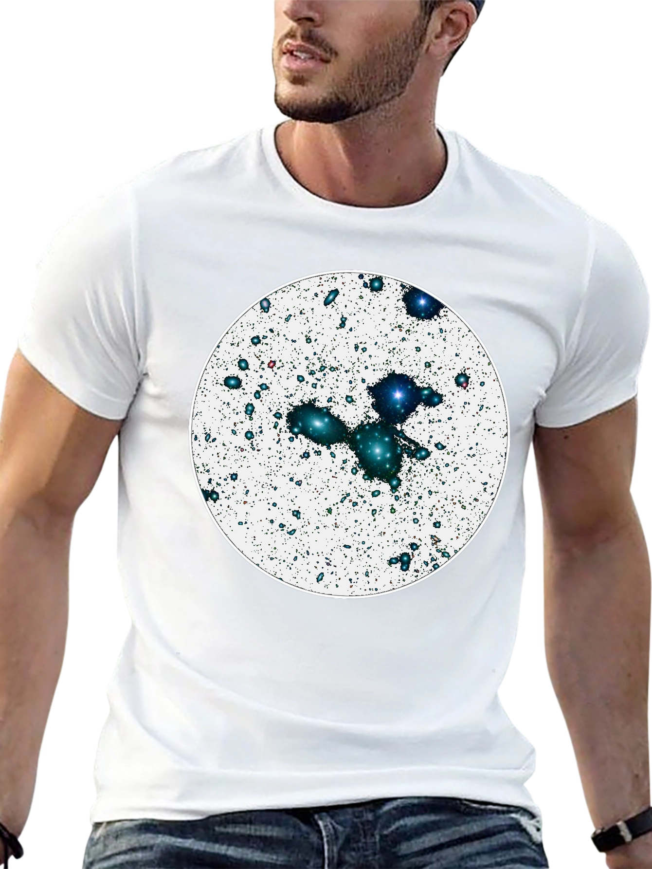 Cosmic Galaxy Graphic Tee - Black Cotton Blend
