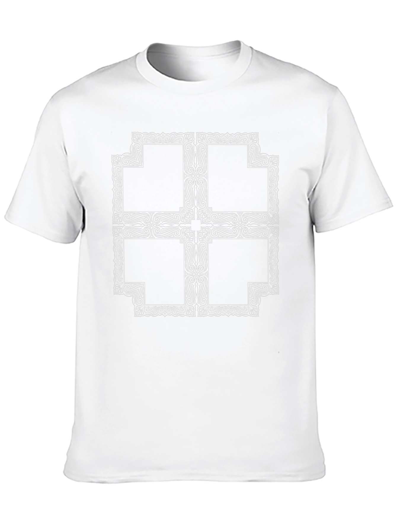 Black T-Shirt with Ornate Cross Design