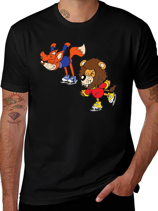 Skating Animals Graphic Tee - Fun Cartoon Shirt