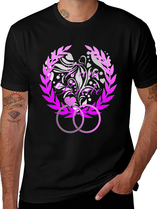 Floral Bride T-Shirt with Interlocking Rings Design