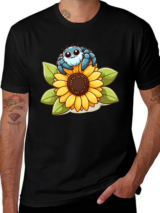 Cute Spider on Sunflower Graphic T-Shirt