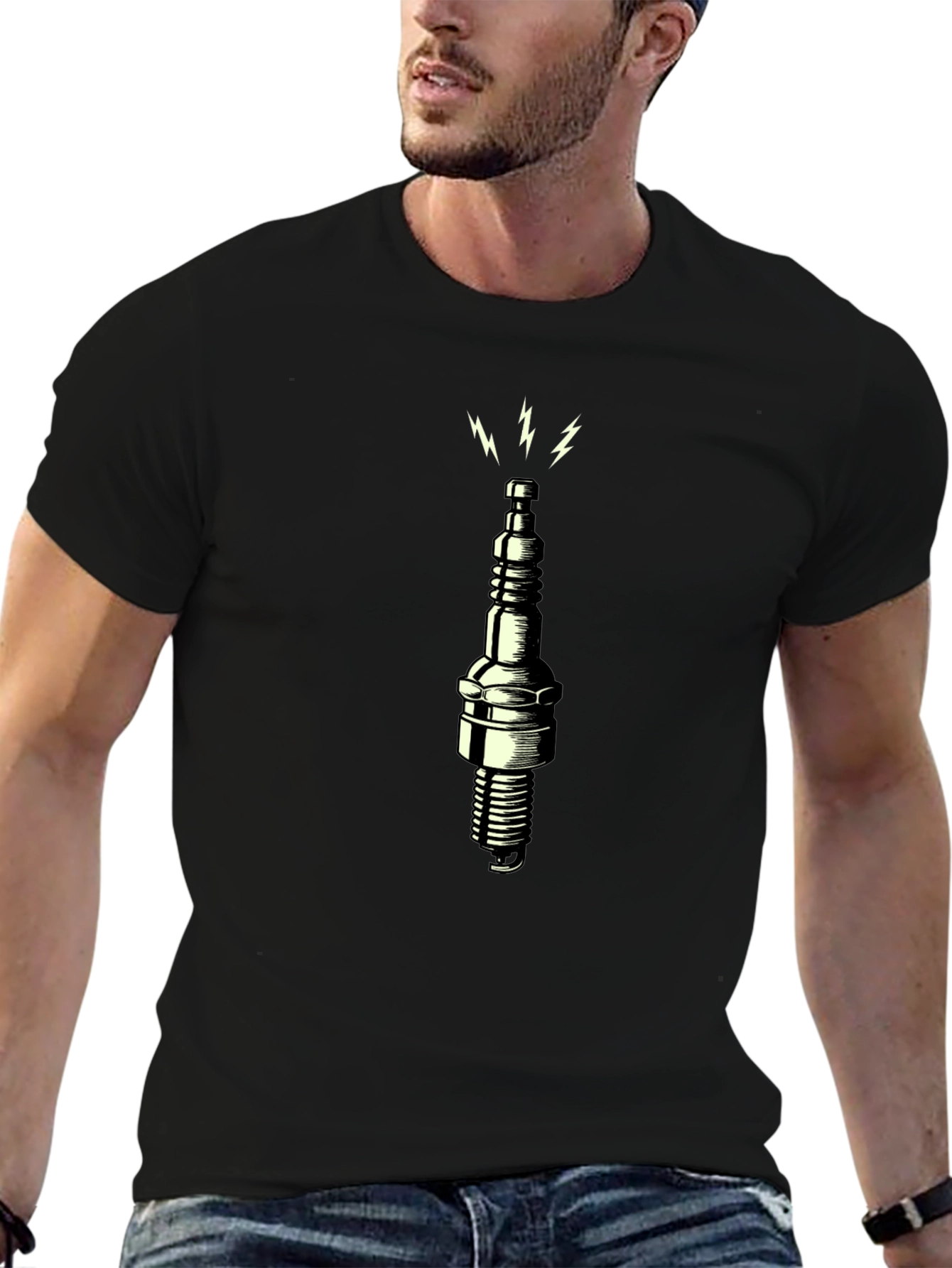 Spark Plug Graphic Tee - Black Cotton