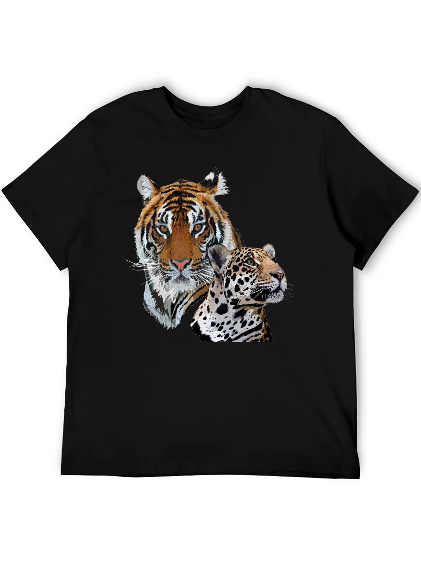 Tiger & Jaguar Graphic Print T-Shirt
