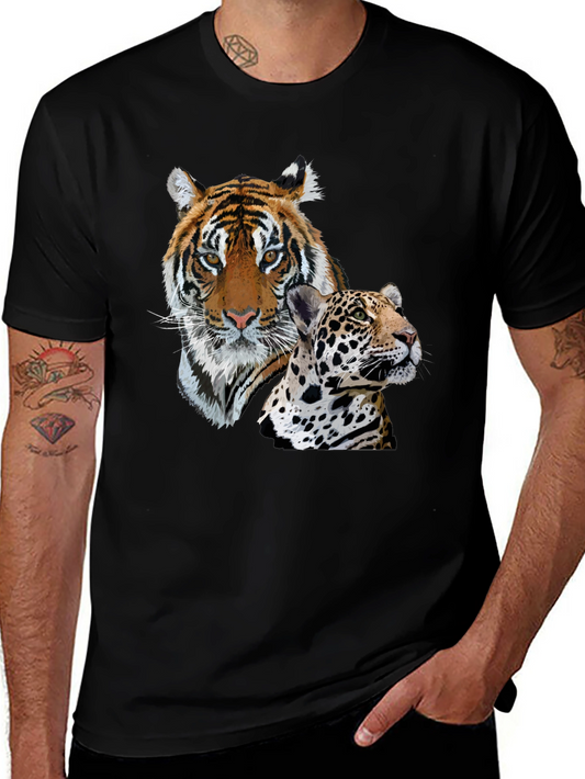 Tiger & Jaguar Graphic Print T-Shirt
