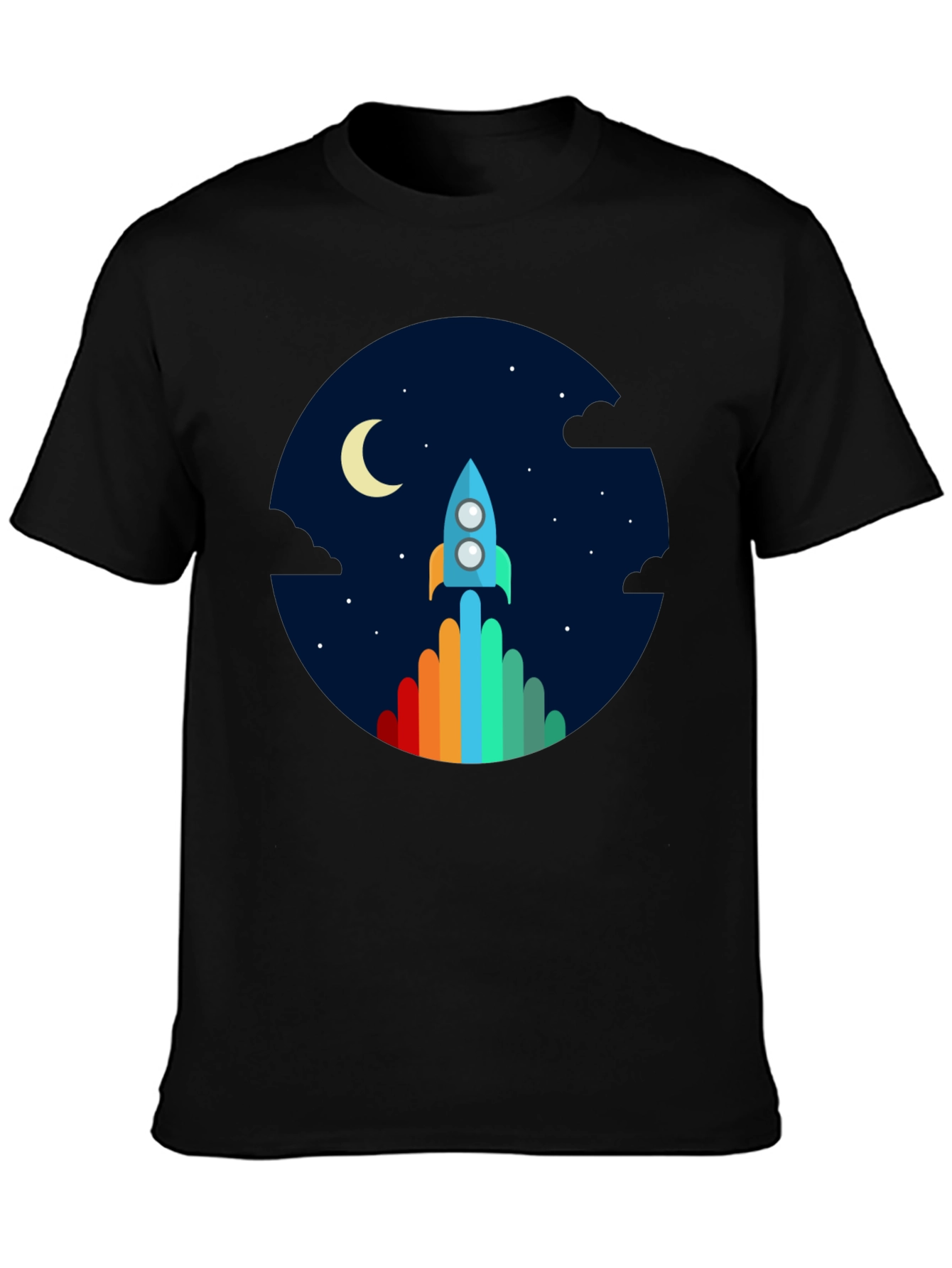Rocket Launch Graphic Tee - Black Crew Neck