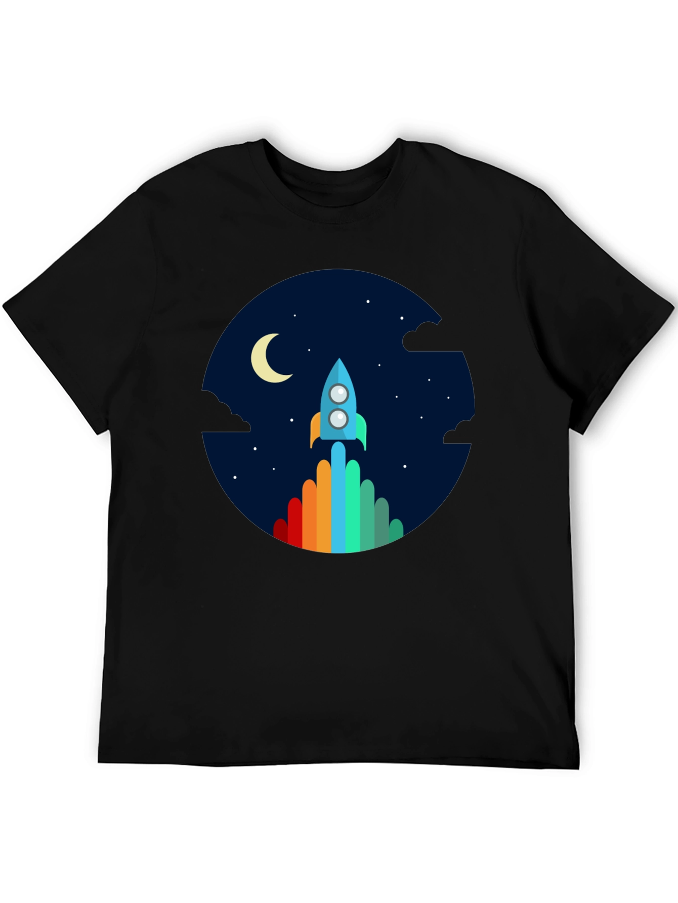 Rocket Launch Graphic Tee - Black Crew Neck