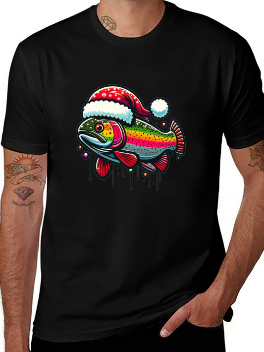 Festive Fish T-Shirt - Holiday Rainbow Trout