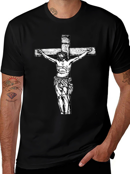 Jesus Christ on the Cross Graphic Tee - Black