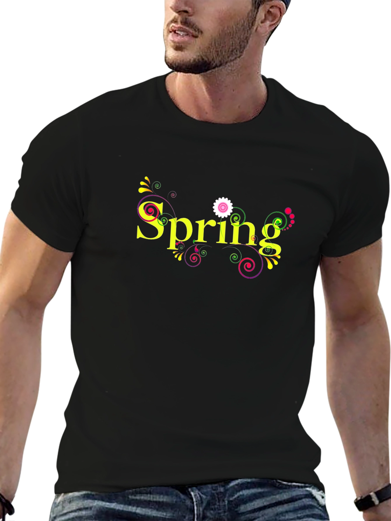 Spring Graphic Black T-Shirt
