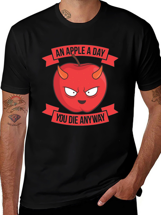 Devil Apple Graphic Tee - Humorously Dark Fruit Shirt