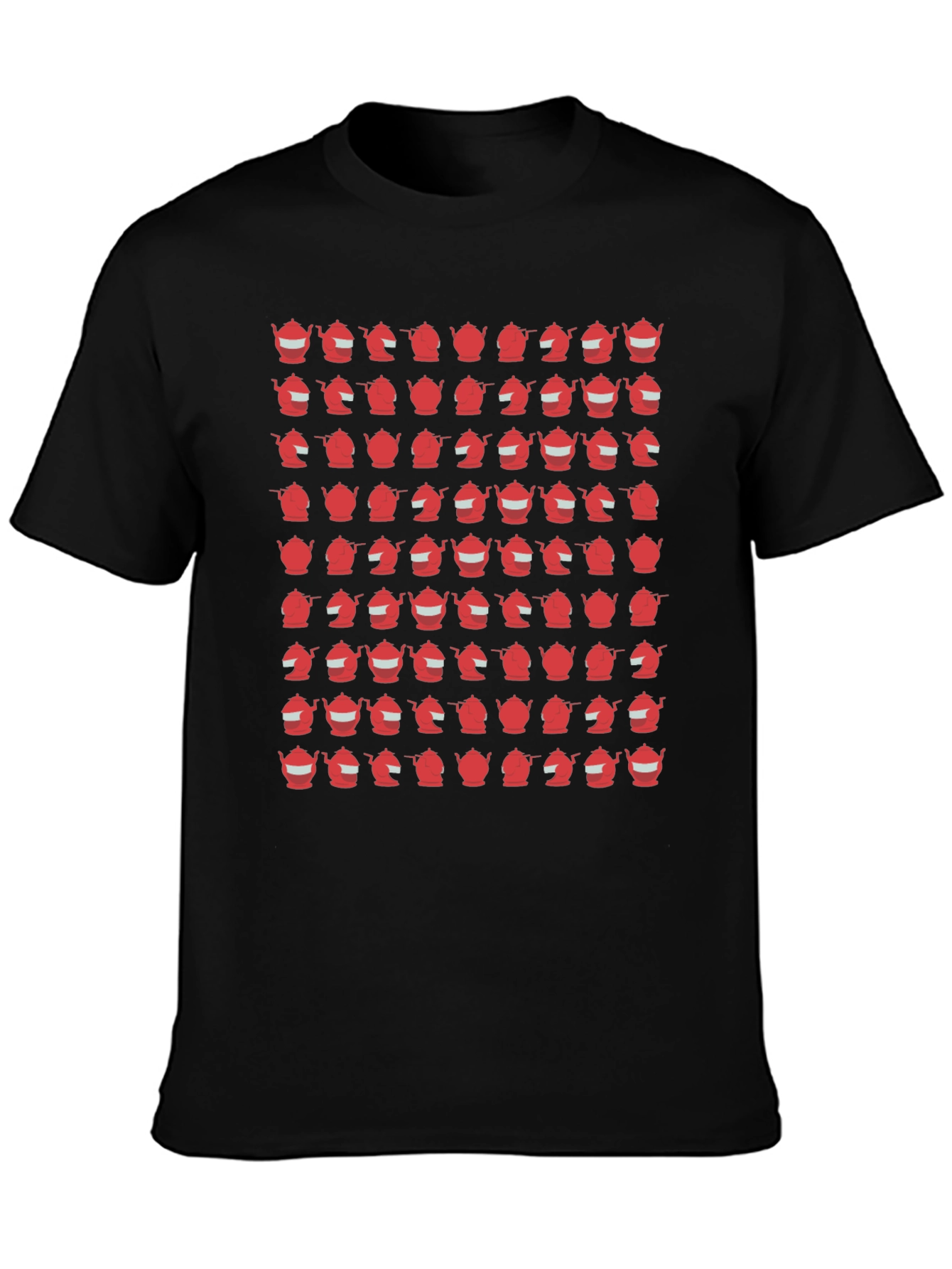 Teapot Pattern Black T-Shirt