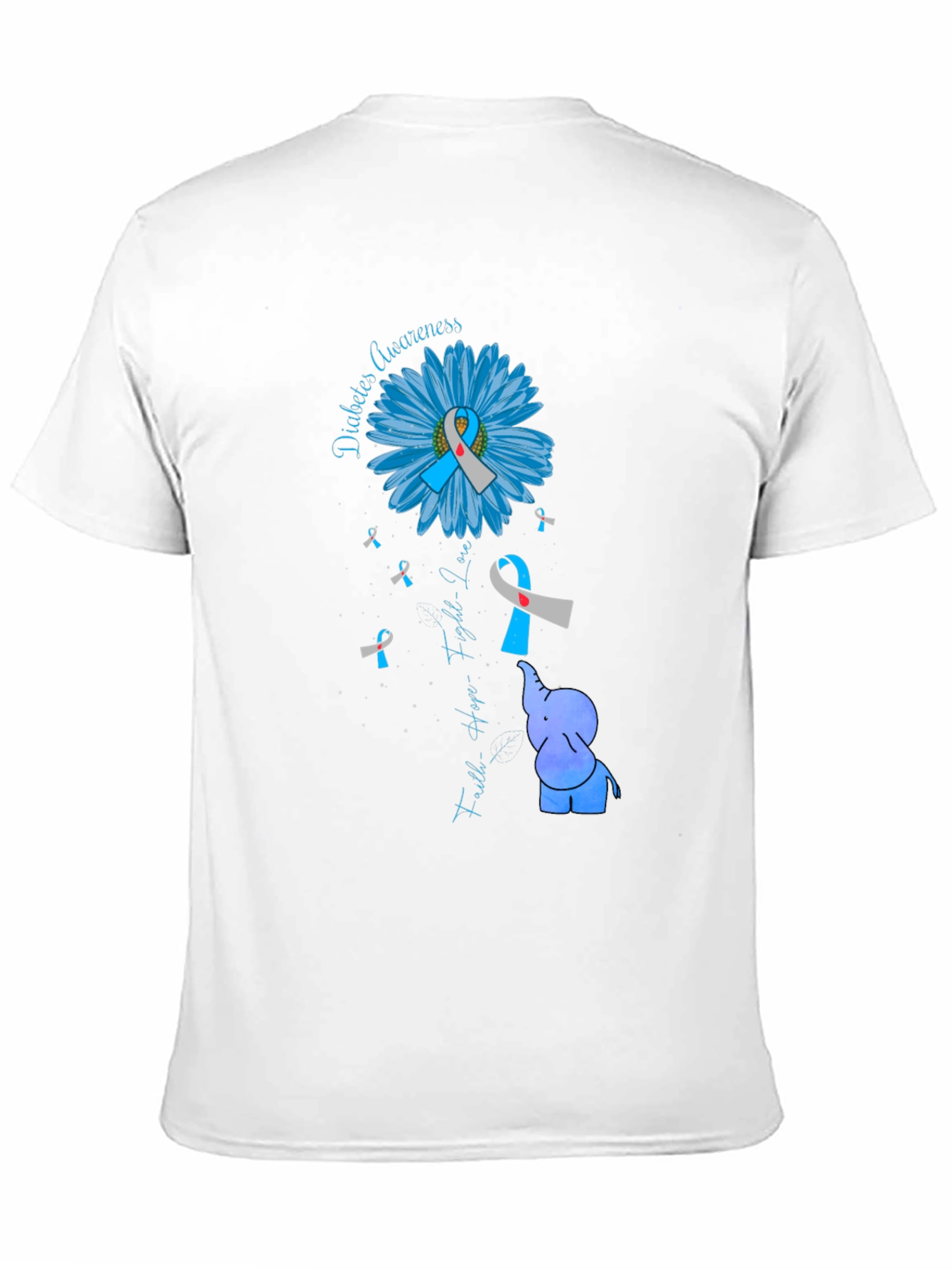 Diabetes Awareness Elephant T-Shirt - Faith Hope Love