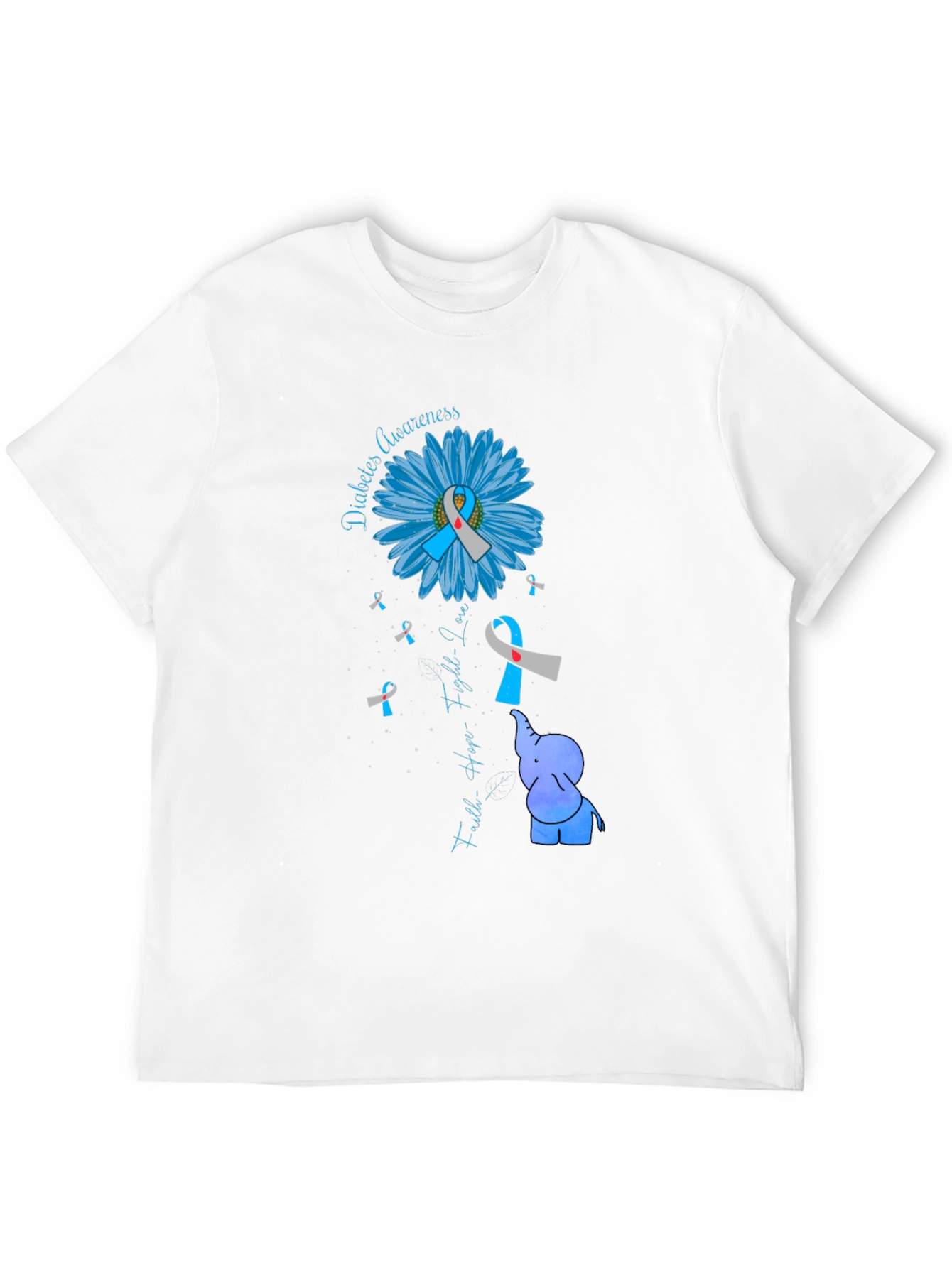 Diabetes Awareness Elephant T-Shirt - Faith Hope Love