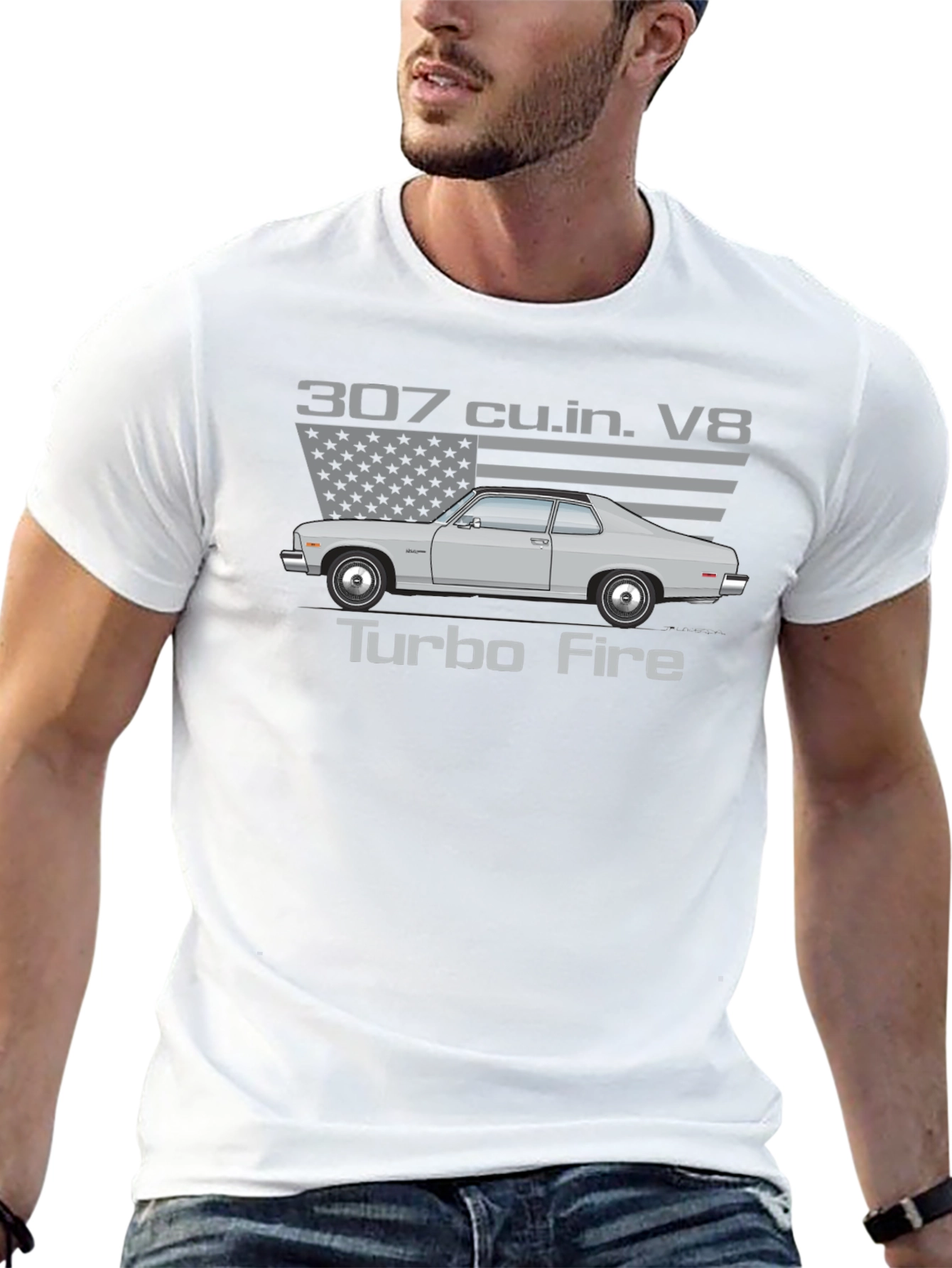 307 Turbo Fire V8 Car Graphic T-Shirt