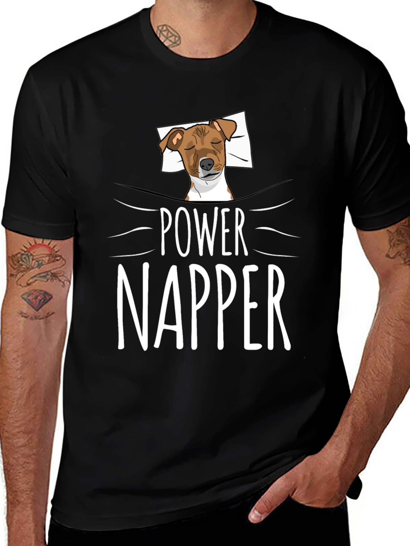 Power Napper Dog Graphic T-Shirt