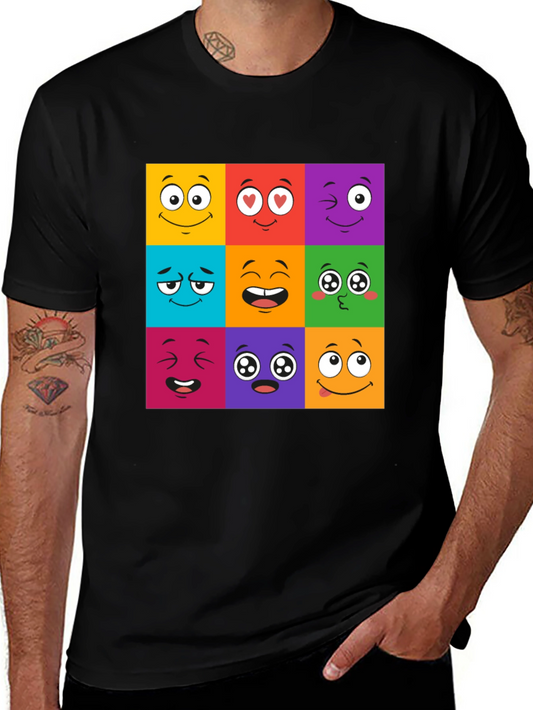 Emoji Face Grid T-Shirt - Fun & Playful Design