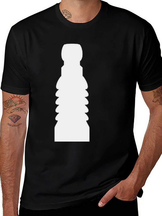 Unique White Shape Print Black T-Shirt