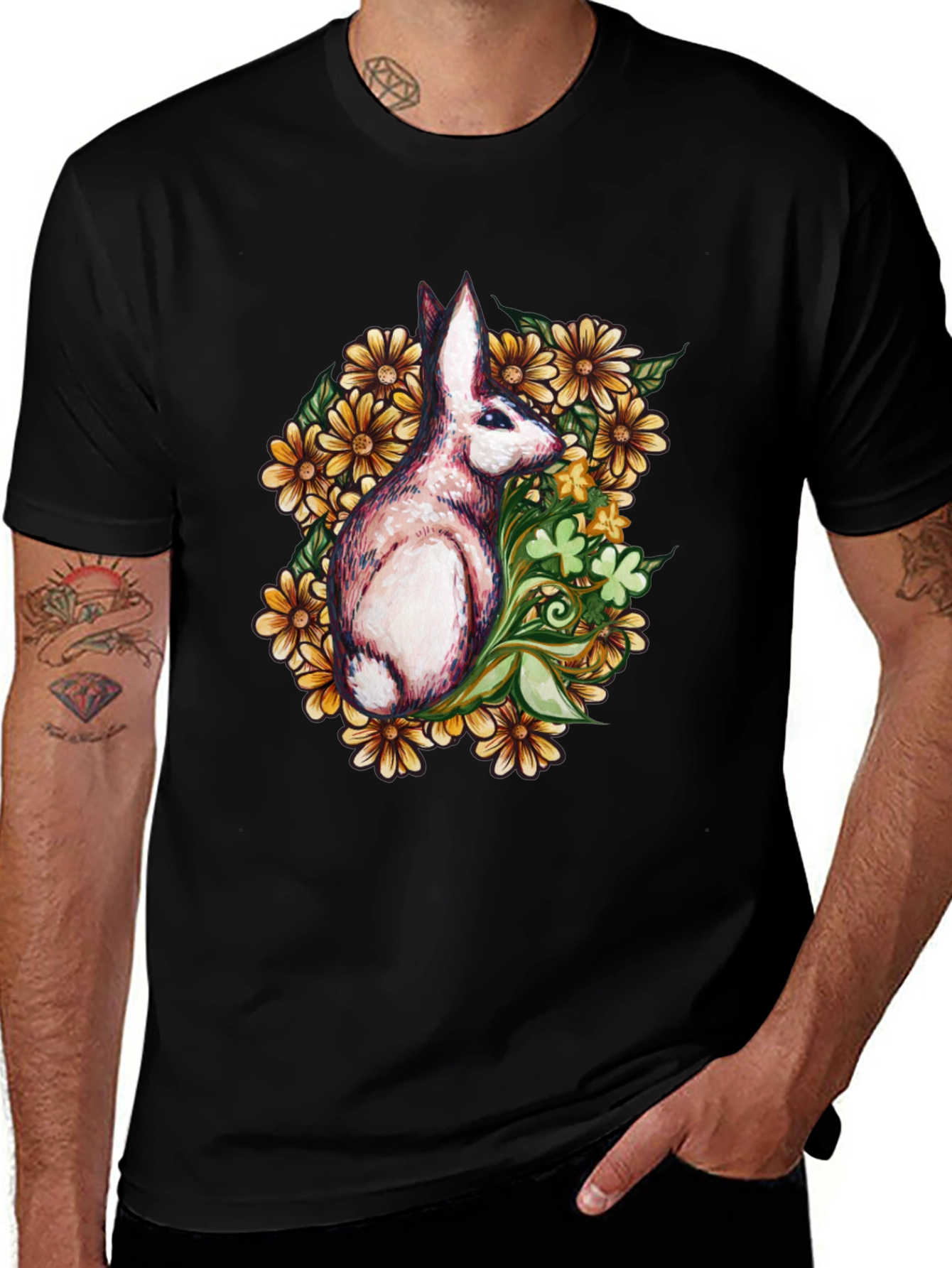 Rabbit Floral Graphic T-Shirt