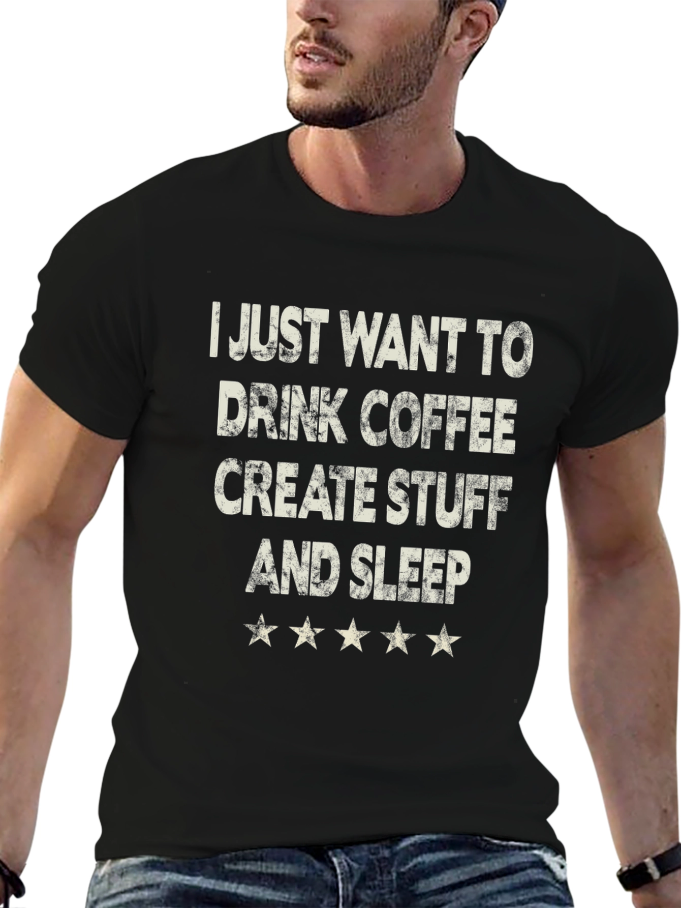 Coffee Create Sleep Black Graphic Tee