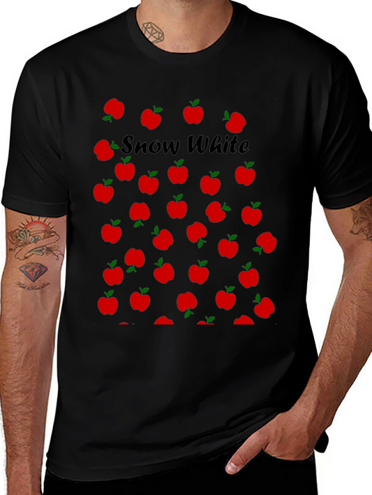 Snow White Apples T-Shirt - Black Crew Neck Tee