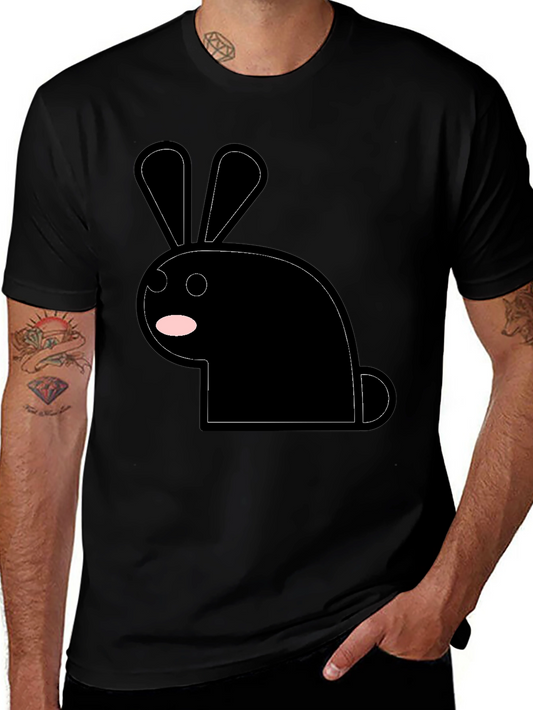 Black Bunny Graphic Tee - Minimalist Style